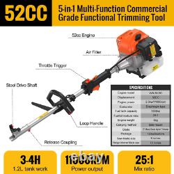 5 in1 Petrol Brush Cutter Strimmer Grass Trimmer Garden Tool 52cc 2 Stroke Kit
