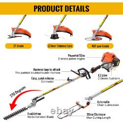5 in1 Petrol Brush Cutter Strimmer Grass Trimmer Garden Tool 52cc 2 Stroke Kit