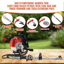 5 in 1 Garden Multi Tool 52cc Petrol Hedge Trimmer Chainsaw Strimmer 2-Stroke UK