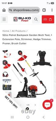 5 in 1 Garden Multitool 52cc Petrol Hedge Trimmer Chainsaw Strimmer Brush Cutter