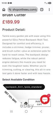5 in 1 Garden Multitool 52cc Petrol Hedge Trimmer Chainsaw Strimmer Brush Cutter