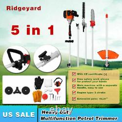 5 in 1 Hedge Trimmer Tool Petrol Strimmer Brush Cutter Garden Chainsaw 52cc
