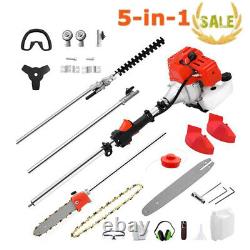 5 in 1 Petrol Garden Multi Tool 52cc Strimmer Brushcutter Hedge Trimmer Chainsaw