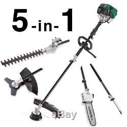 5 in 1 Petrol Multi Garden Tool Chainsaw Hedge Trimmer Strimmer Brush Cutter