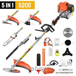 5 in 1 Petrol Strimmer Garden Multi Tool 52cc Hedge Trimmer Chainsaw Brushcutter