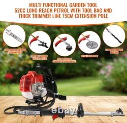 5 in 1 Petrol Strimmer Garden Multi Tool 52cc Hedge Trimmer Chainsaw Brushcutter