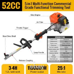 5in 1 Petrol Strimmer 52cc Multi Function Garden Tool Brush Cutter Grass Trimmer