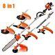 62cc 2-strokes 8 In 1 Grass Trimmer Lawn Mower Weed Eater Chainsaw Brush Cutter