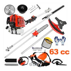 63cc 2-Stroke 5 in 1 Gas Brush Cutter Weed Eater + Safety Bundle