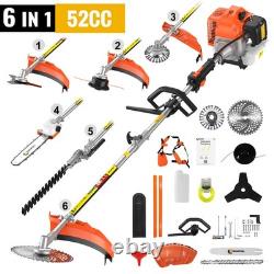 6 in 1 52cc Petrol Grass Strimmer Hedge Trimmer Brush Cutter Garden Multi Tool