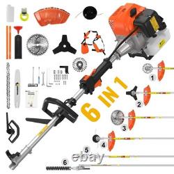 6 in 1 Petrol Brush Cutter Strimmer Grass Trimmer Garden Chainsaw 52CC 2 Stroke