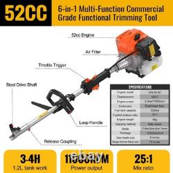 6 in 1 Petrol Brush Cutter Strimmer Grass Trimmer Garden Chainsaw 52CC 2 Stroke