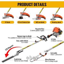 6in1 Petrol Strimmer 52CC 2-Stroke Hedge Trimmer Multi Garden Tool Brush Cutter
