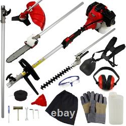 Cordless Hedge Trimmer Long Reach 5 in 1 Multi Tool Petrol Cutter 52cc 1.6KW
