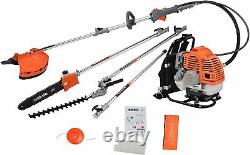ESkde BP52-S8KIT 5 in 1 Back Pack 52cc Petrol Garden Multi Tool System with Brus