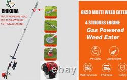 GX35 10 in 1 line gas weed wacker yard tool brush cutter string trimmer+2 poles