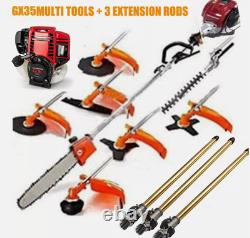 GX35 weed wacker 4 strokes 8 in 1 gas weed eater brush cutter grass eater+3 rods