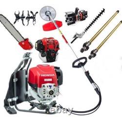 GX50 4 Stroke Backpack Brush Cutter Hedge Trimmer Lawn Mower+2 poles+2rototiller