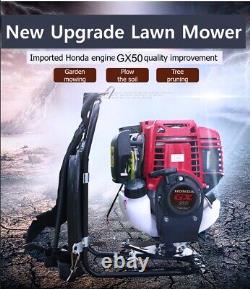 GX50 4 Stroke Backpack Brush Cutter Hedge Trimmer Lawn Mower+2 poles+2rototiller