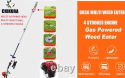 GX50 Brush Cutter 8 in 1 pole saw weed eater +3 extension poles