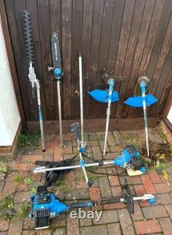 Garden Petrol Tool Set, 2 Machines, Chainsaw Strimmer Hedge Trimmer Brush Cutter