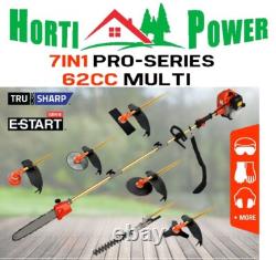 Garden Tool 62cc 7in1-multitool Chainsaw Brushcutter Hedge Trimmer+2-extns