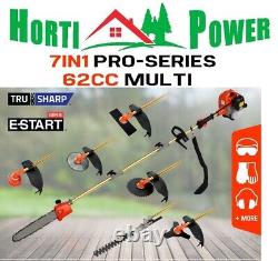 Garden Tools 62cc 7in1 Multitool Chainsaw Brushcutter Hedge Trimmer+2-extns