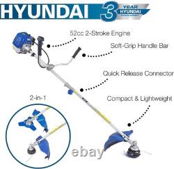 Hyundai 52cc Petrol Grass Strimmer Trimmer & Brush Cutter, 2 In 1 Garden Tool
