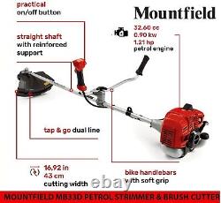MOUNTFIELD MB33D PETROL BRUSH CUTTER & STRIMMER BULL HORN 32.6cc 2 STROKE