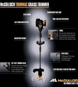 McCulloch Grass Trimmer TRIMMAC Petrol Grass Cutting Width 410mm Ergonomic