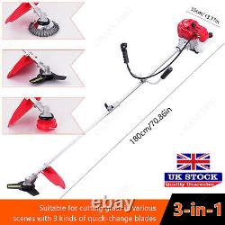 Multi Function Garden Tool 3in1 Petrol Strimmer Brush Cutter Chainsaw Sweeper