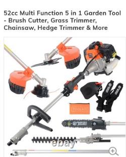 Parker 52cc Multi Function Garden Tool 5in1 Petrol Strimmer, Chainsaw Etc