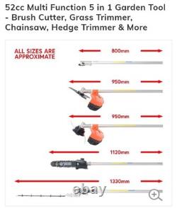 Parker 52cc Multi Function Garden Tool 5in1 Petrol Strimmer, Chainsaw Etc