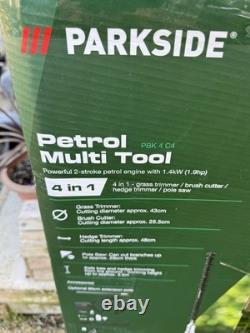Parkside 4in1 Petrol Garden Multi Tool Strimmer Brush Cutter Hedge Trimmer 52cc