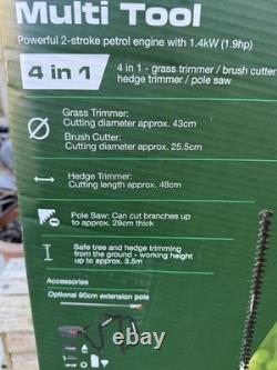Parkside 4in1 Petrol Garden Multi Tool Strimmer Brush Cutter Hedge Trimmer 52cc