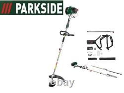 Parkside 4in1 Petrol Garden Multi Tool Strimmer Brush Cutter Hedge Trimmer Saw