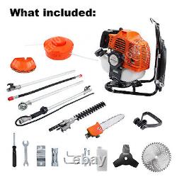 Petrol Backpack Strimmer Brushcutter Chainsaw Hedgetrimmer Garden 6in1 Kit 52cc