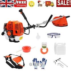 Petrol Backpack Strimmer Brushcutter Hedge Trimmer Garden 2in1 Kit 52cc UK