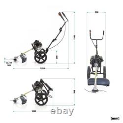 Petrol Brushcutter with Wheels 1.9kW 2-in-1 Brush Saw & Lawn Trimmer