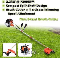 Petrol Grass Trimmer Brush Cutter 52cc Gas Powered-Home Garden 2.2KW 7500RPM