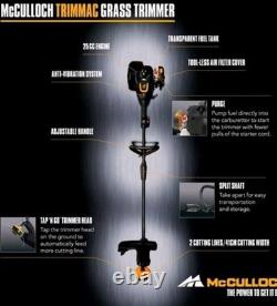 Petrol Grass Trimmer McCulloch Trimmac Strimmer 410mm 41cm Width Garden Cutter
