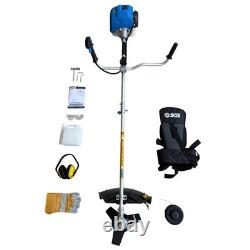 SGS 4pc Garden Petrol Tool Set 53cm Lawnmower, 52cc Strimmer/Brush Cutter & Oils