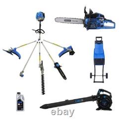 SGS Petrol Brush Cutter Multi-Tool with Chainsaw, Leaf Blower & Shredder Bundle
