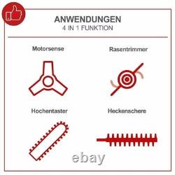 Scheppach 4IN1 petrol brush cutter MT33P with hedge trimmer pole pruner chainsaw