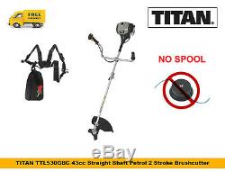 TITAN TTL530GBC Petrol Brushcutter 43cc Straight Shaft Petrol 2 Stroke