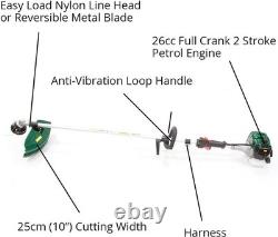 Webb WEBC26 26cc Straight Shaft, 2-Stroke Petrol Brushcutter and Lawn Edger