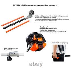 FUXTEC Taille-haie à essence multitool, coupe-brosse, scie à chaîne réglable, 1m d'extension