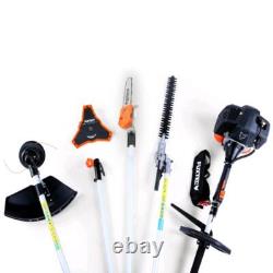 FUXTEC Taille-haie à essence multitool, coupe-brosse, scie à chaîne réglable, 1m d'extension