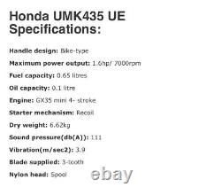Honda Umk435ue 4 Temps Essence Jardin Débroussailleuse