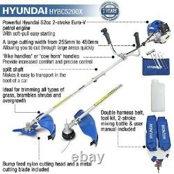 Hyundai Garden Trimmer Grass Strimmer Brushcutter Essence Anti-vibration 52cc